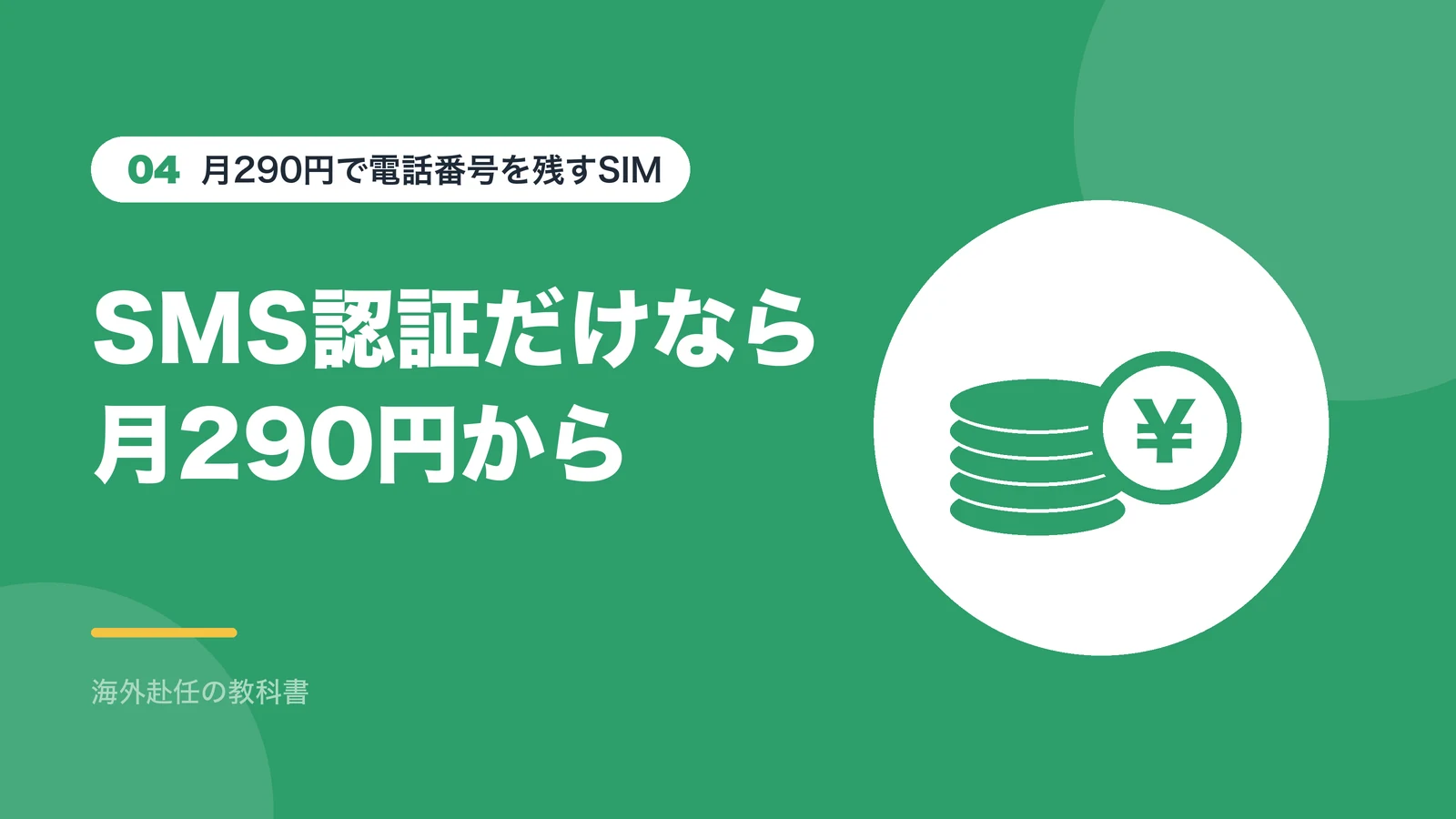 月290円で電話番号を残すSIM:SMS認証だけなら月290円から